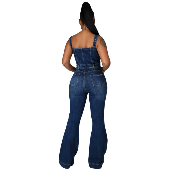 WW | Stilvoller Denim Flared Jumpsuit Für Damen