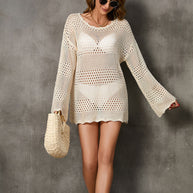 WW | Rosiedress Rückenausschnitt Hohles Strick Cover-Up Kleid
