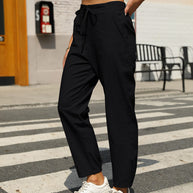 Damen bequeme Leinenhose mit Kordelzug WW