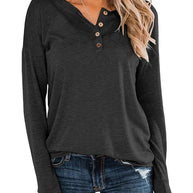 Damen sportlicher Langarmpullover mit Knopfleiste WW