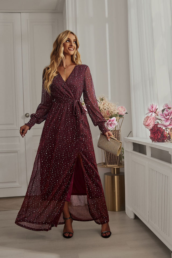 Damen Wickelkleid mit schwingendem Saum und seitlichem Schlitz WW