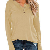 Damen sportlicher Langarmpullover mit Knopfleiste WW