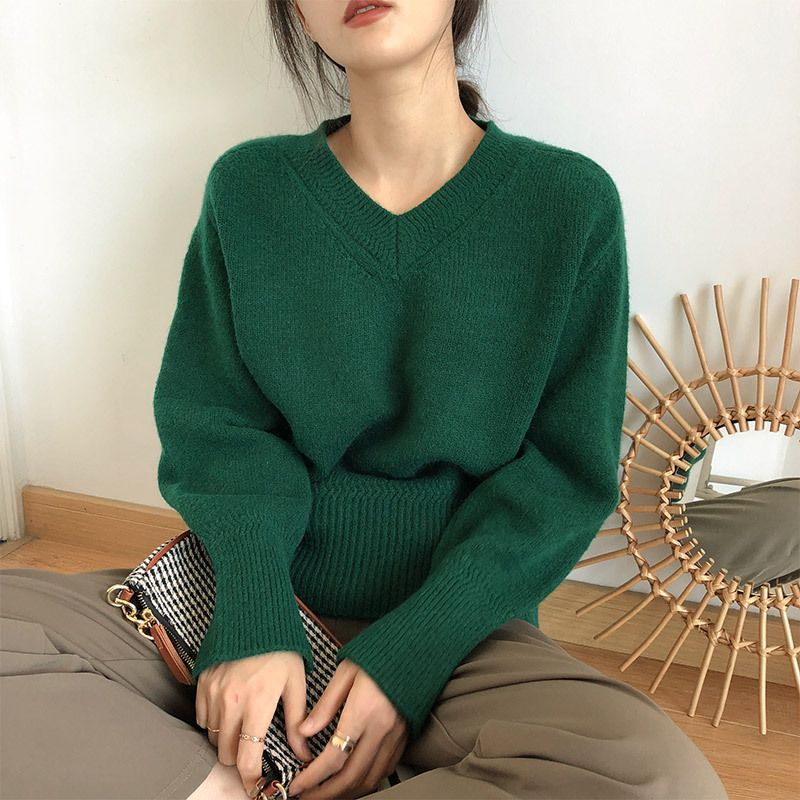 WW | Minimalismus V-ausschnitt Pullover Pullover