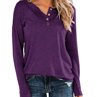 Damen sportlicher Langarmpullover mit Knopfleiste WW