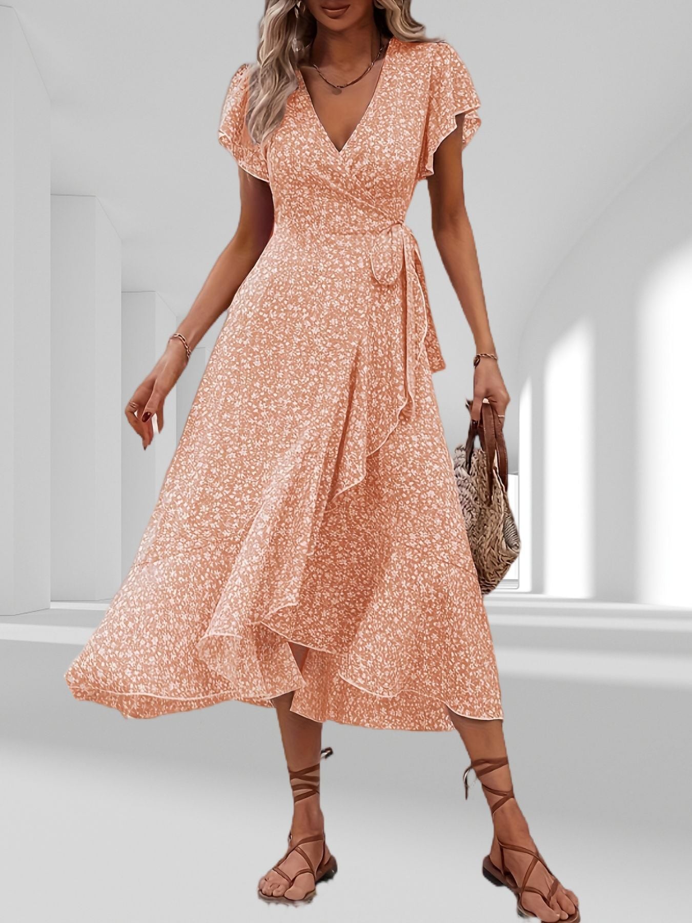 WW | Adored By You Floral Midi Kleid mit Gänseblümchen