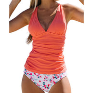 WW | Bauchkontrolle Haken Design Bedrucktes Tankini Set