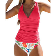 WW | Bauchkontrolle Haken Design Bedrucktes Tankini Set