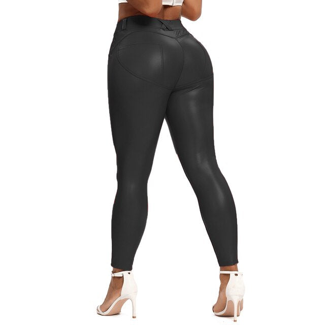 WW | Leder Leggings Fitness Hosen Ohne Bauch