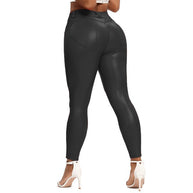 WW | Leder Leggings Fitness Hosen Ohne Bauch