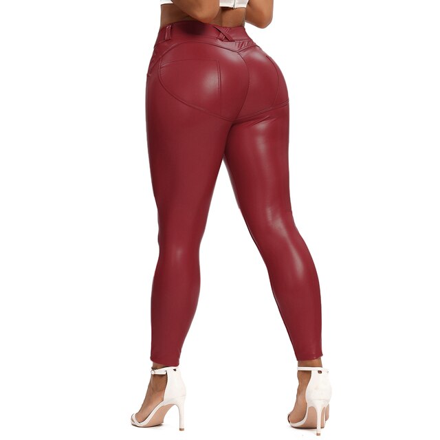 WW | Leder Leggings Fitness Hosen Ohne Bauch