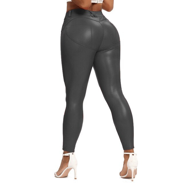 WW | Leder Leggings Fitness Hosen Ohne Bauch