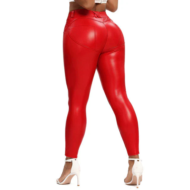 WW | Leder Leggings Fitness Hosen Ohne Bauch