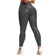 WW | Leder Leggings Fitness Hosen Ohne Bauch
