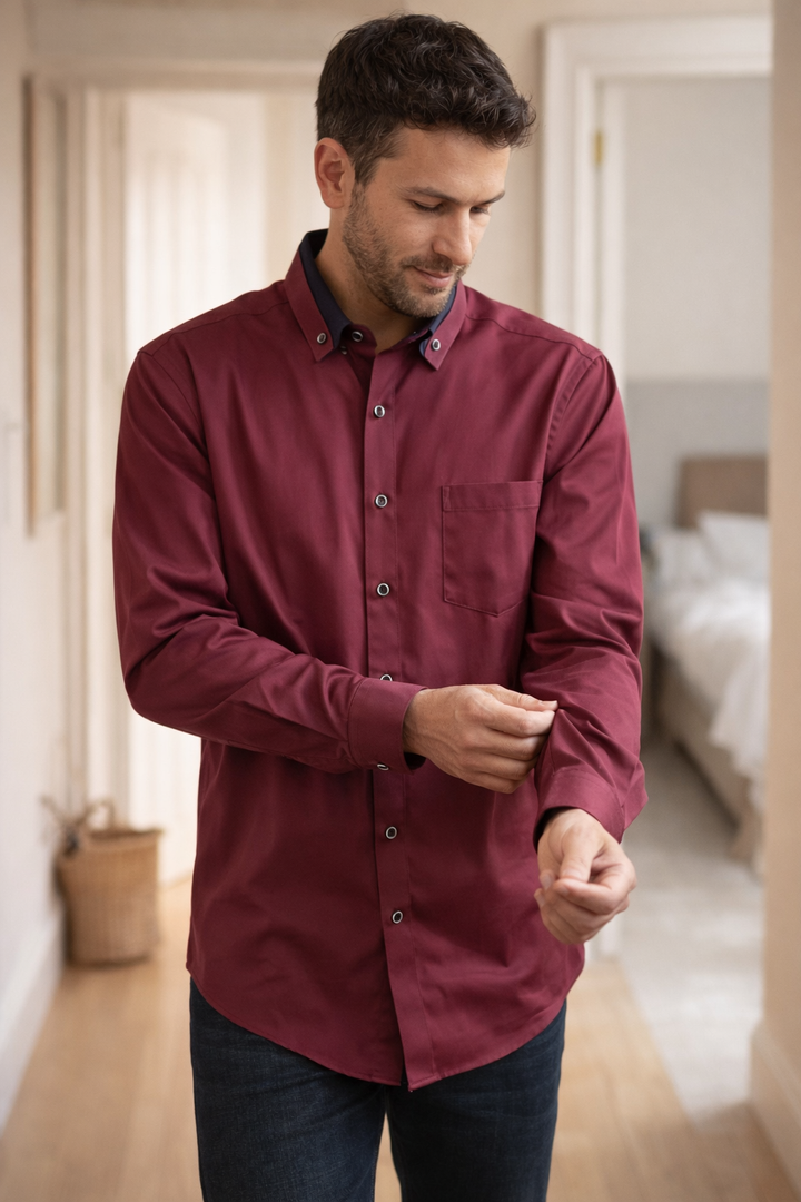 W&W Mode Herren Hemd langarm casual Knopfleiste