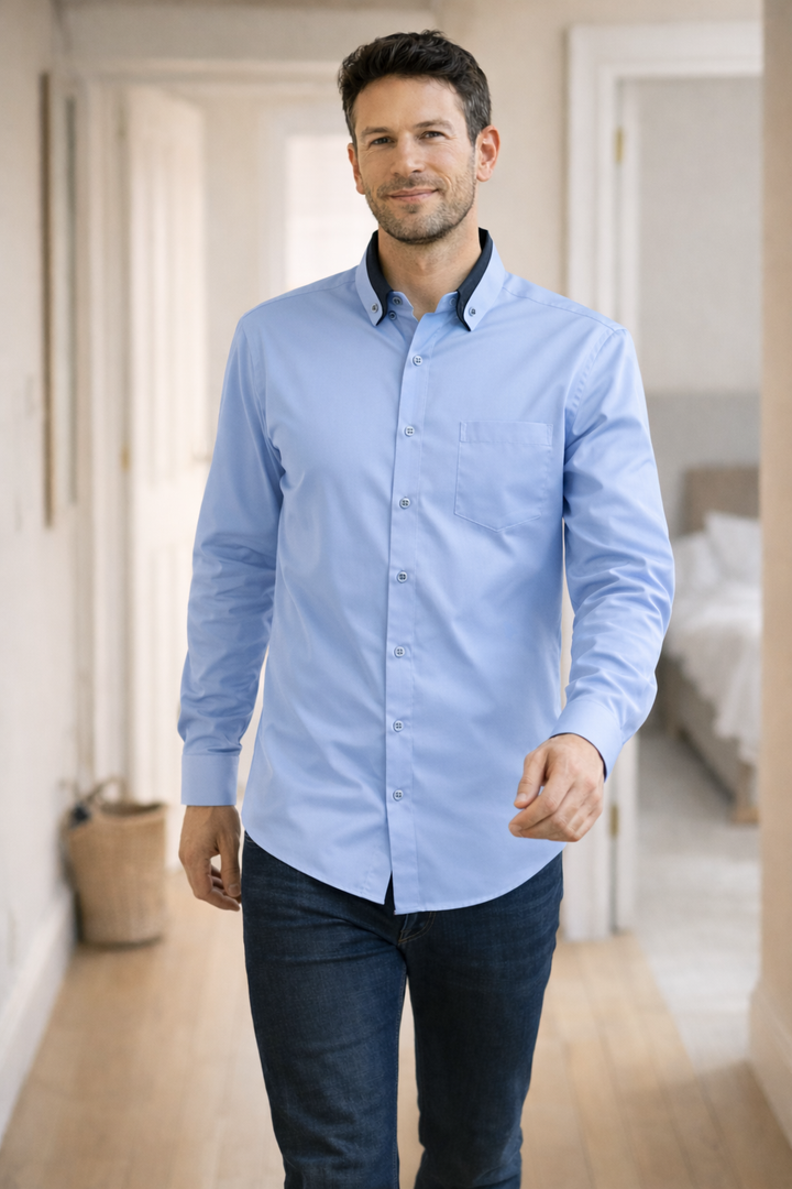 W&W Mode Herren Hemd langarm casual Knopfleiste