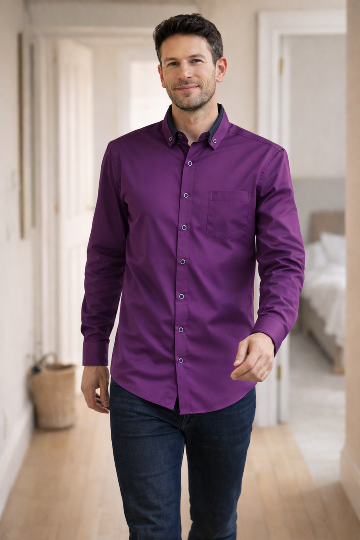 W&W Mode Herren Hemd langarm casual Knopfleiste