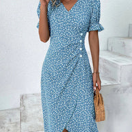 WW - Florales Kleid mit V-Ausschnitt