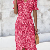 WW - Florales Kleid mit V-Ausschnitt