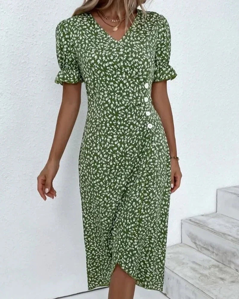 WW - Florales Kleid mit V-Ausschnitt