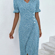 WW - Florales Kleid mit V-Ausschnitt