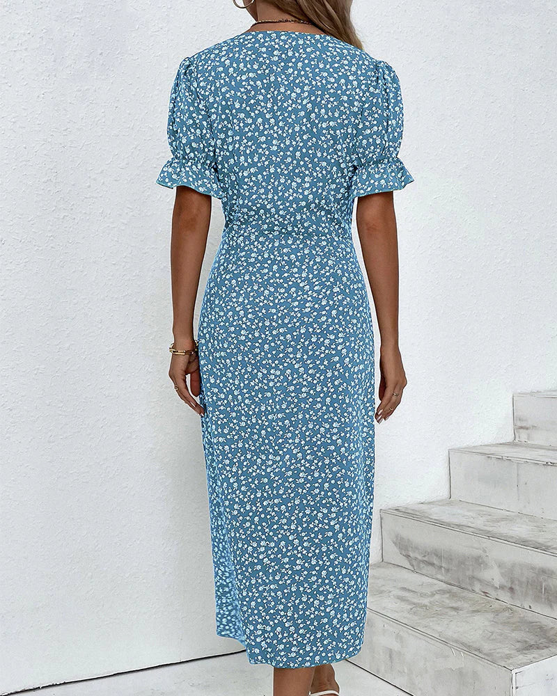 W&W Mode - Florales Kleid mit V-Ausschnitt
