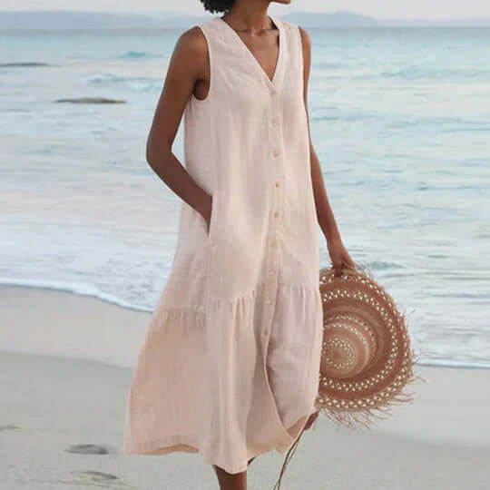 WW | Weiches Pink Leinen-Ähnliches Kleid