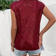 WW | Pailletten-Top Frauen Ärmellose glitzernde Bluse