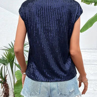 WW | Pailletten-Top Frauen Ärmellose glitzernde Bluse
