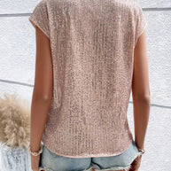 WW | Pailletten-Top Frauen Ärmellose glitzernde Bluse