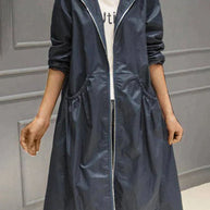WW | Eleganter Langer Regenmantel Mit Kapuze