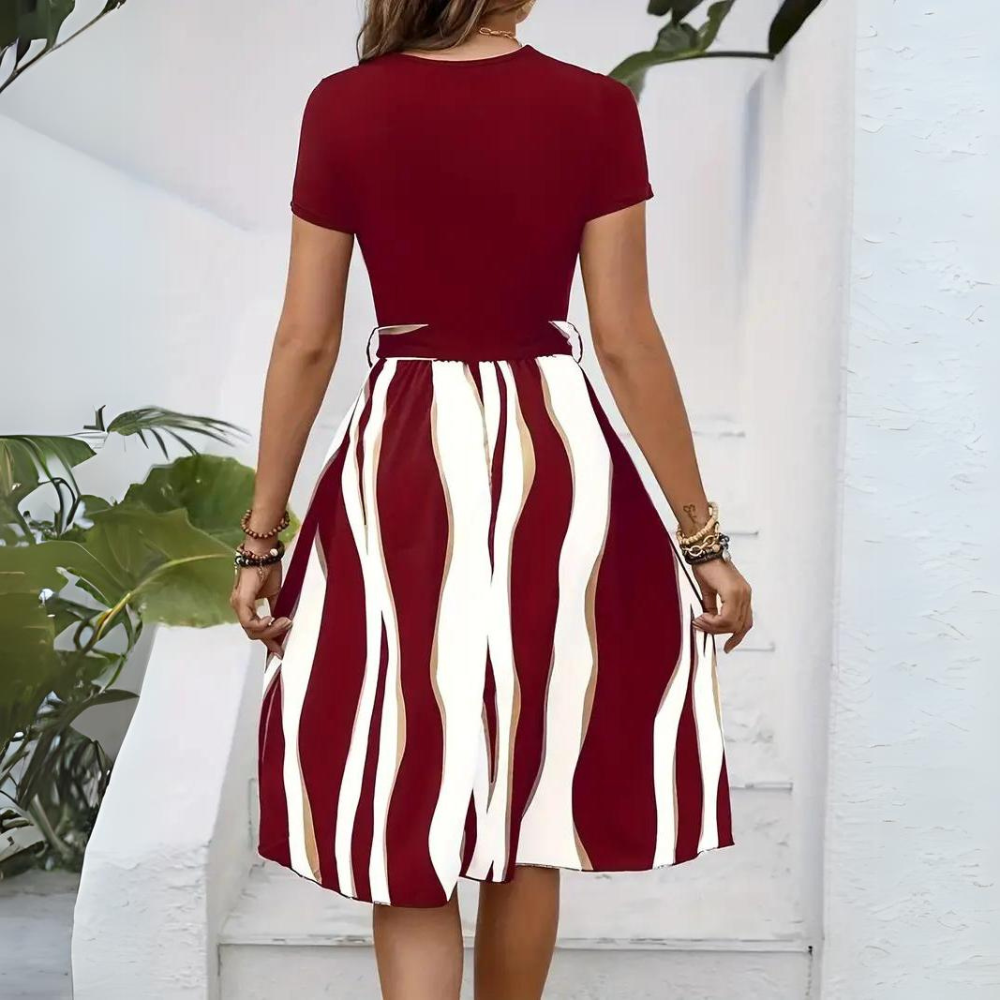 WW | Bedrucktes Elegante Sommerkleider Damen mit Stoffgürtel