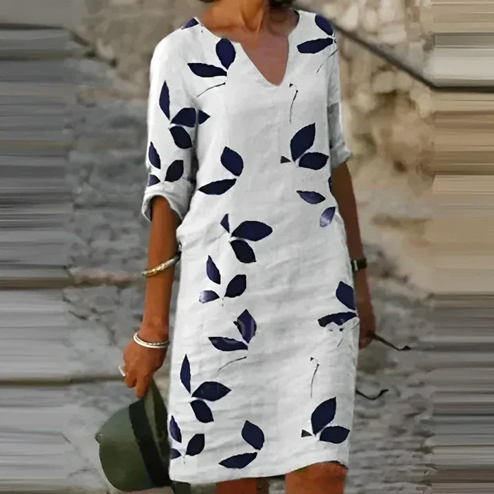 WW | Wunderschönes Blätterdruck-Sommerkleid für Frauen
