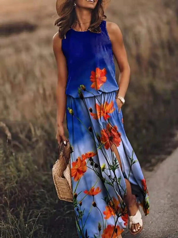 W&W Mode | Sonnenkleid Floral Schlitz W&W Mode | Kleid Sommerkleid