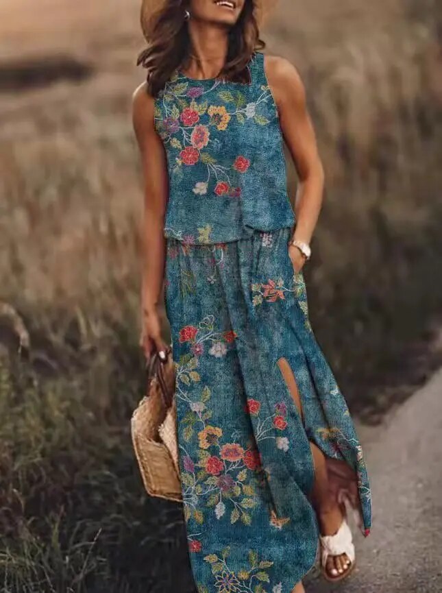 WW | Sonnenkleid Floral Schlitz WW | Kleid Sommerkleid