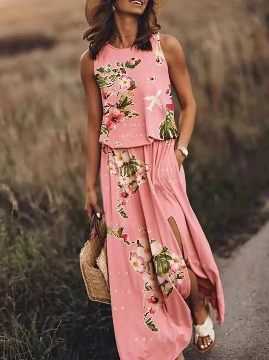 W&W Mode | Sonnenkleid Floral Schlitz W&W Mode | Kleid Sommerkleid