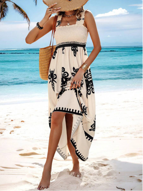 WW | Gerafft A Linie Boho Kleid Sommerkleid