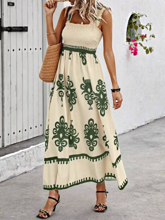 WW | Gerafft A Linie Boho Kleid Sommerkleid