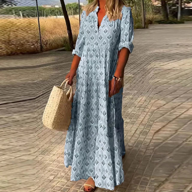 WW | Halbarm V Ausschnitt Boho Kleid Sommerkleid