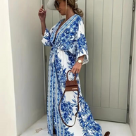 WW | Halbarm V-Ausschnitt Sommerkleid Langes Kleid
