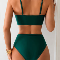 WW | Schickes Bikini Satz Mit Hoher Taille Und V-förmiger Schnalle
