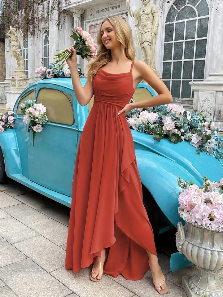 W&W Mode | Elegantes Lange Abendkleid Mit Asymmetrischem Rock