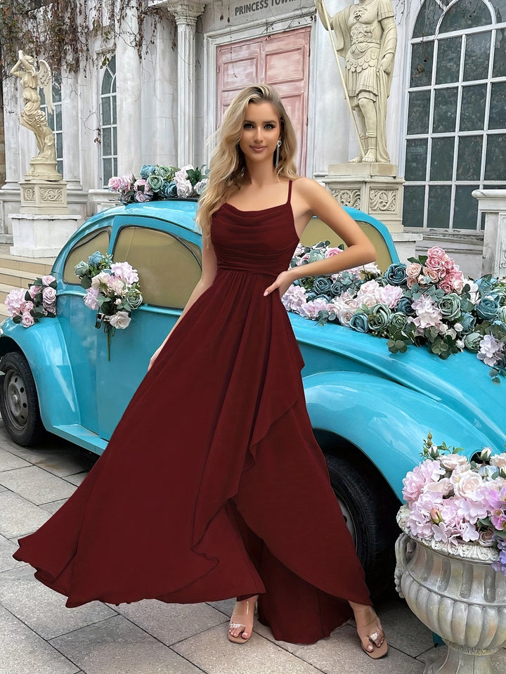W&W Mode | Elegantes Lange Abendkleid Mit Asymmetrischem Rock