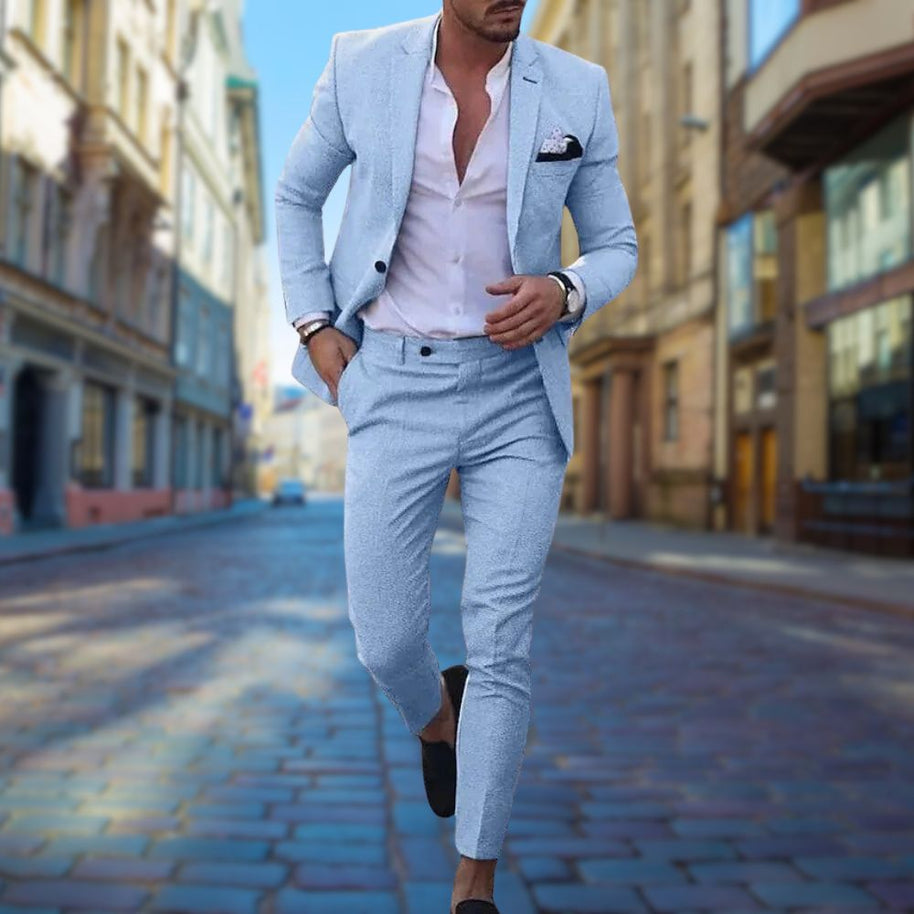 WW | Herren Slim Fit Anzug - 2-teiliges Set mit Sakko & Hose für Business, Hochzeit & besondere Anlässe