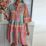 WW | Halbe Ärmel Lose Passform Rüschen Sommerkleid