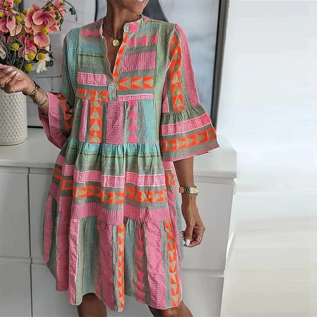 WW | Halbe Ärmel Lose Passform Rüschen Sommerkleid