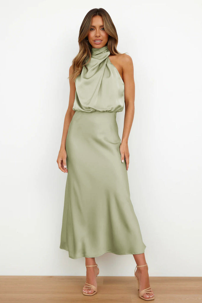 WW | Rollkragenpullover Elegant Satin Kleid Partykleid