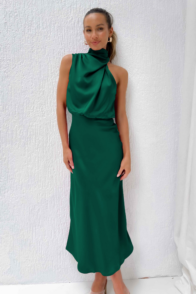 WW | Rollkragenpullover Elegant Satin Kleid Partykleid