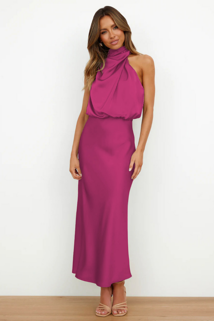 WW | Rollkragenpullover Elegant Satin Kleid Partykleid
