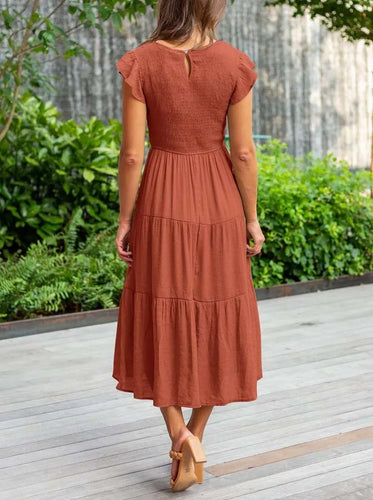 WW | gerafft mit Schmetterlingsärmeln A Linie Sommerkleid