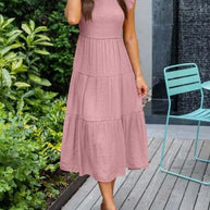 WW | gerafft mit Schmetterlingsärmeln A Linie Sommerkleid